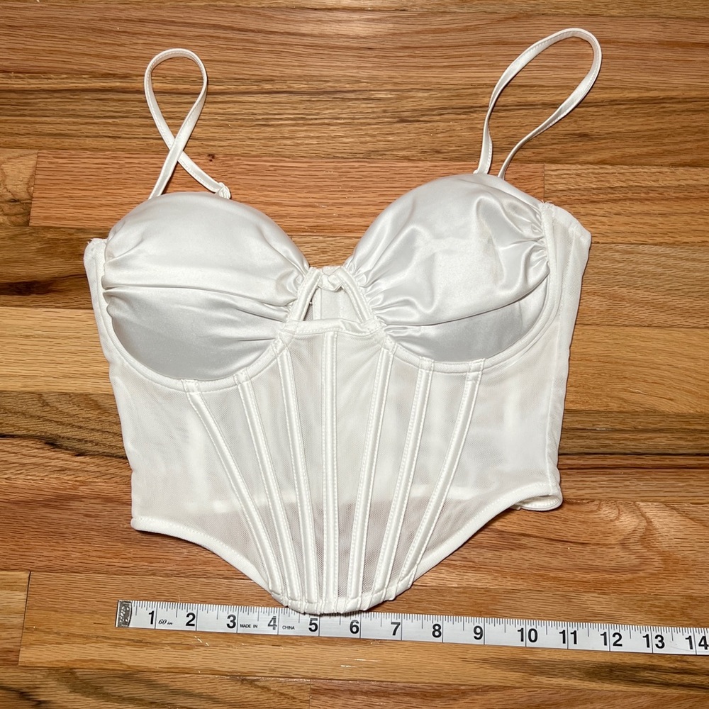 Windsor Total Babe Satin Mesh Corset Top White Size Small